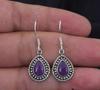 Amethyst Gemstone Handmade Designer Bohemian Earrings, 925 Sterling Silver Dangle Drop Earrings, Gift For Her