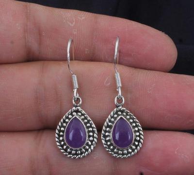 Amethyst Gemstone Handmade Designer Bohemian Earrings, 925 Sterling Silver Dangle Drop Earrings, Gift For Her