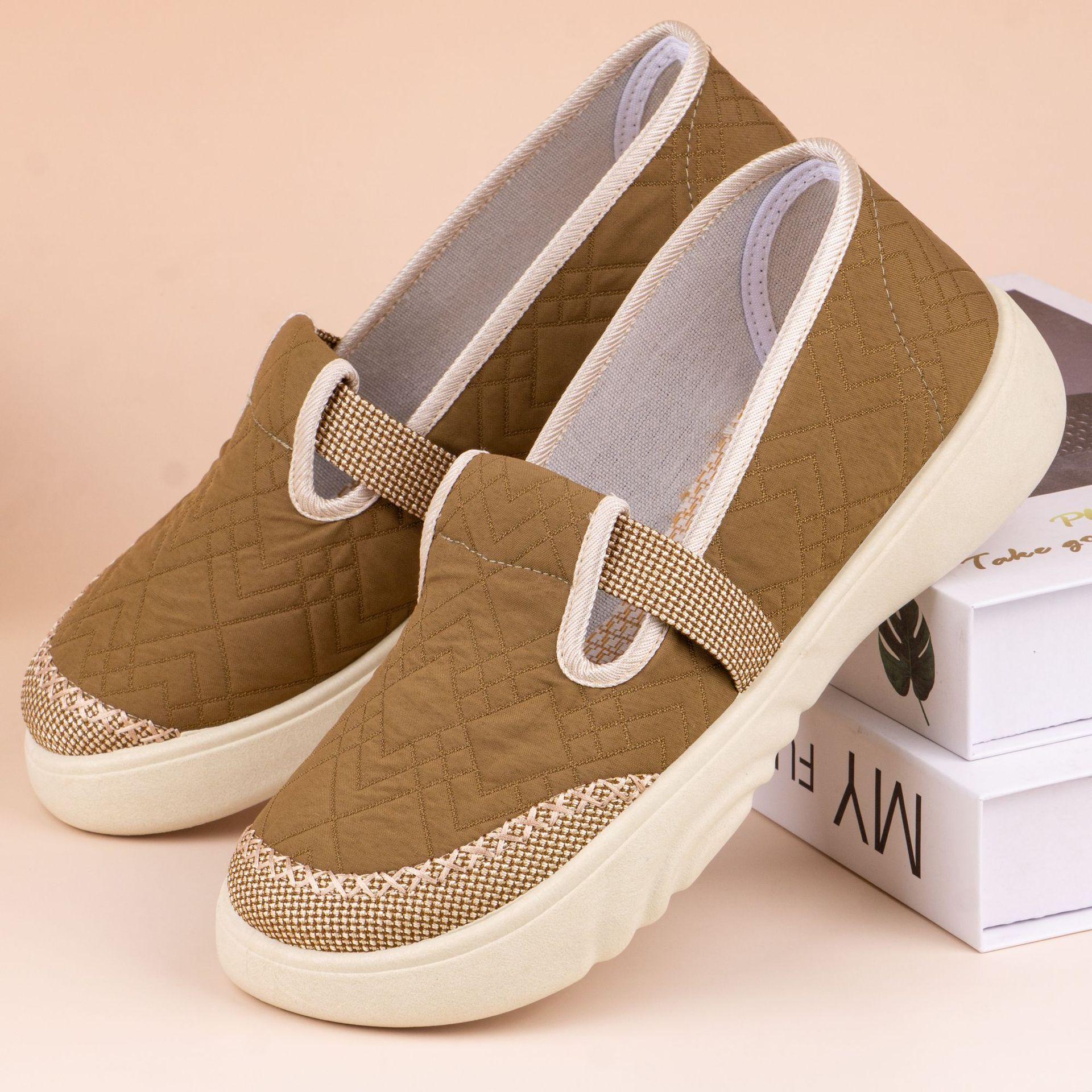 

Дышащая женская обувь с мягкой подошвой, удобная тканевая обувь, универсальные льняные женские туфли 37 коричневый