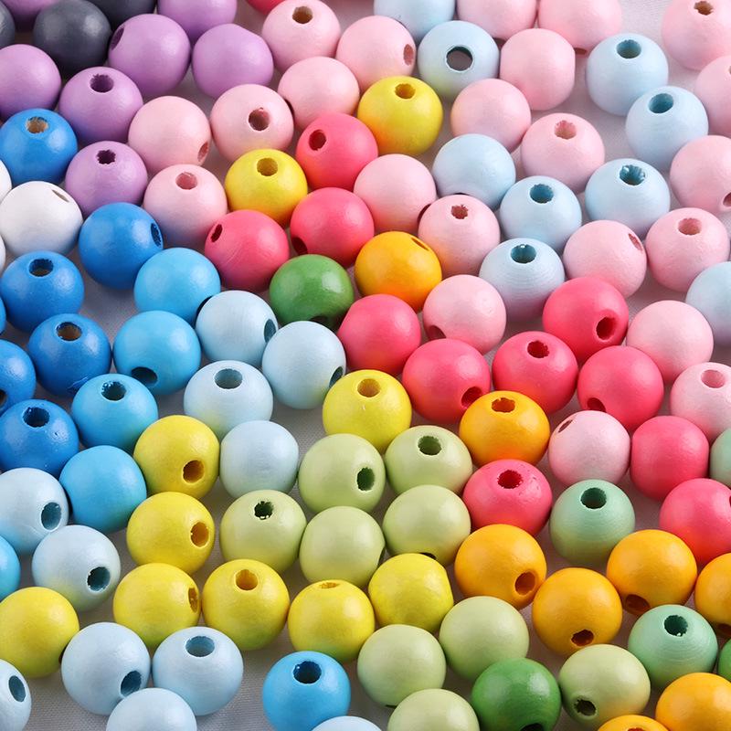 DIY Beech Wood Round Beads - Candy & Macaron Colors Jewelry Accessories