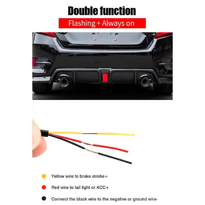 Red Rear Brake Light With 15 Leds For Racing Cars, Motorcycles And Automobiles