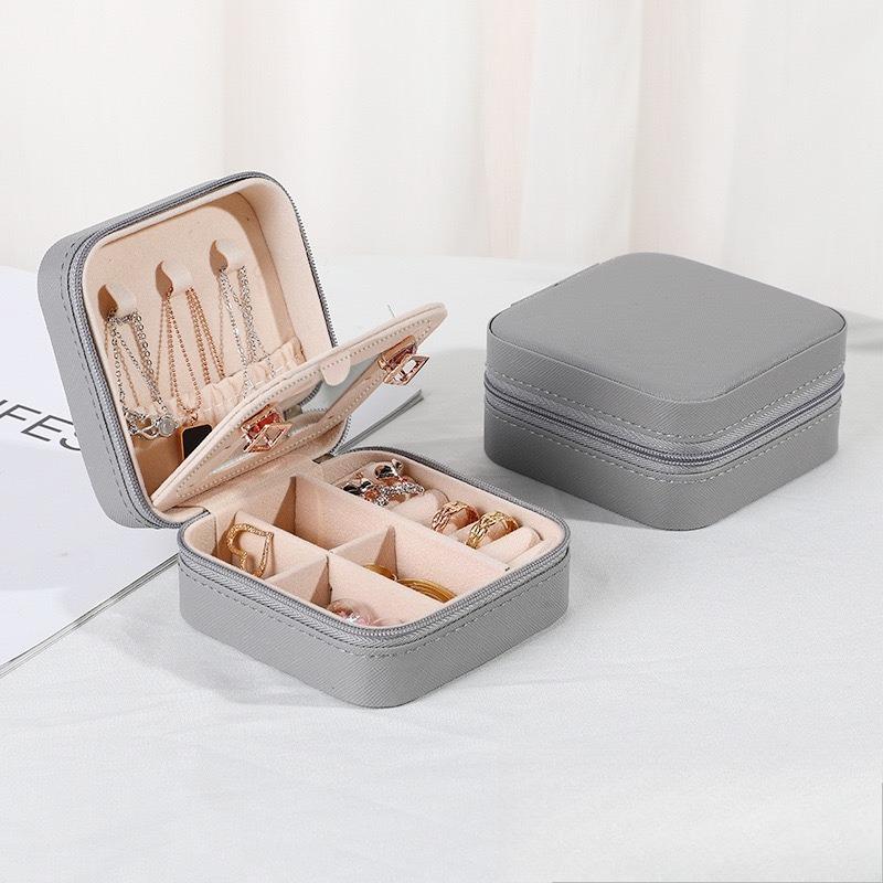1pc Travel Dual Layer Jewelry Box,  Jewelry Storage Box, Snap Closure Jewelry Organizer Box, Jewelry Collection Box