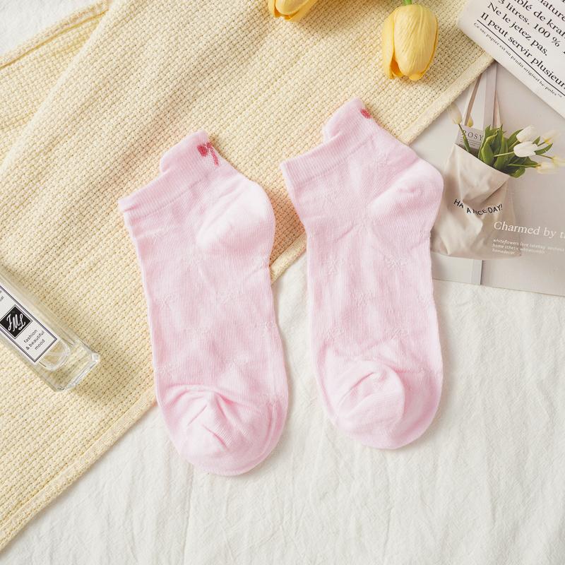 Women's Breathable Socks Korean Style Cute Heel Embroidered Bow Socks