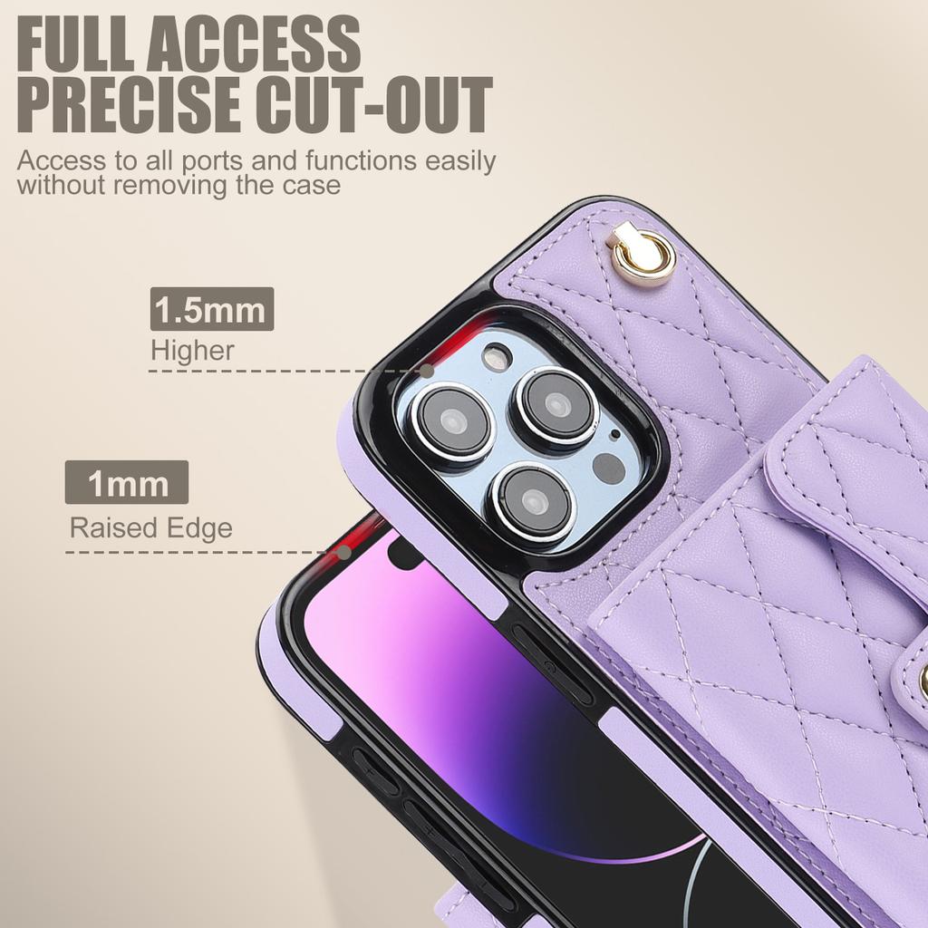 Long Strap Card Holder Phone Case for IPhone 16 Pro Max 16e 15 Plus 14 13 Mini 11 12 7 8 XS XR SE 2 3 Leather Protective Cover