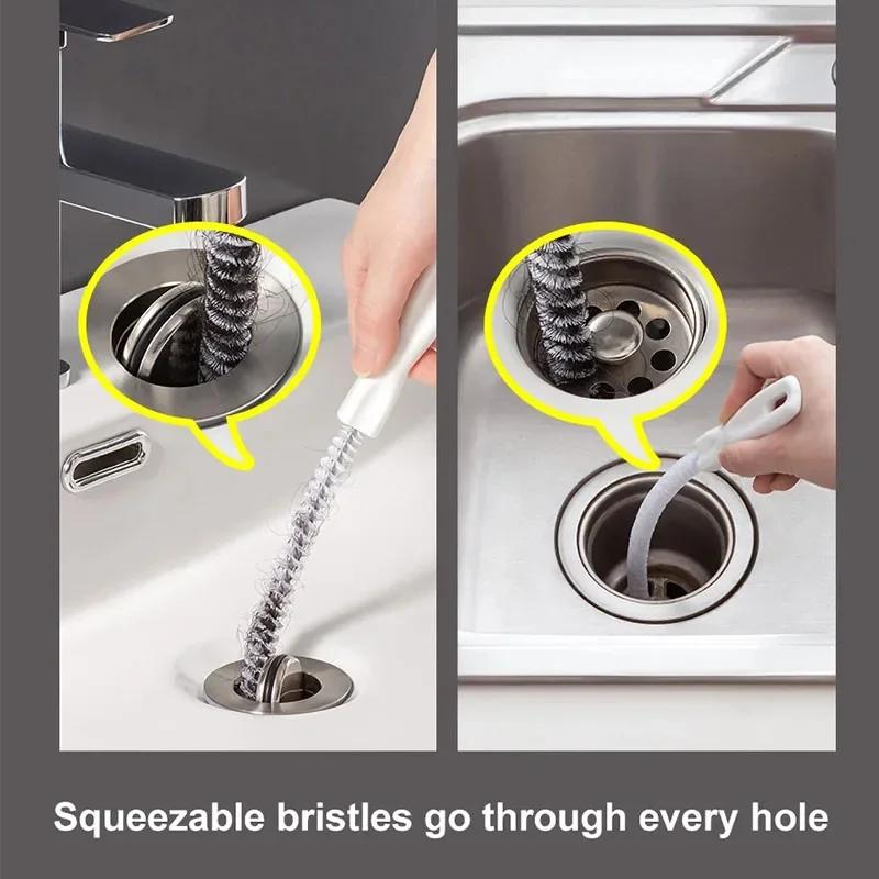 Pipe Cleaner Kitchen Sink Cleaning Dredging Brush Bathroom Sewer Hair Drain Flexible Cleaner Clog Plug Hole Remover Tool