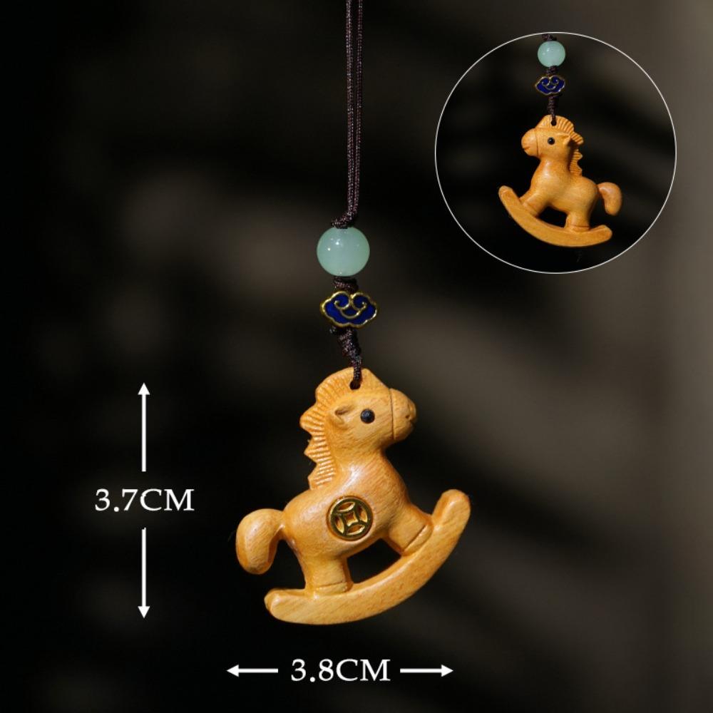 Traditional Horse Keychain Wooden Horse Pendant Backpack Ornaments Car Keychain  Bag Decoration