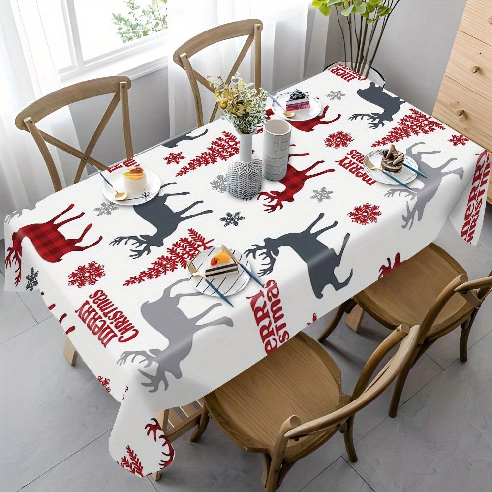 1pc Tablecovers Christmas Reindeer Print Tablecloth, Camping Print Craft Suitable for Picnics, Holiday Dining And Parties, Rectangular Tablecloth for