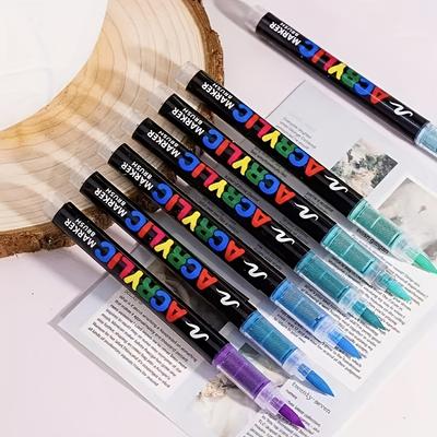 Acrylic Paint Pens, Soft Brush Tip Acrylic Paint Markers, Color Acrylic Markers Ideal For Canvas, Rock Painting, Wood, Stone, Glass, Ceramic