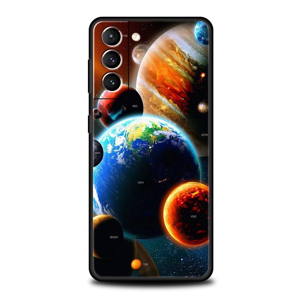 Schöne Planeten Sterne Hülle für Samsung Galaxy S24 S23 S22 S20 S21 FE Ultra S24 S23 S10 S10E S9 S8 Plus 5G Silikon Handyhülle