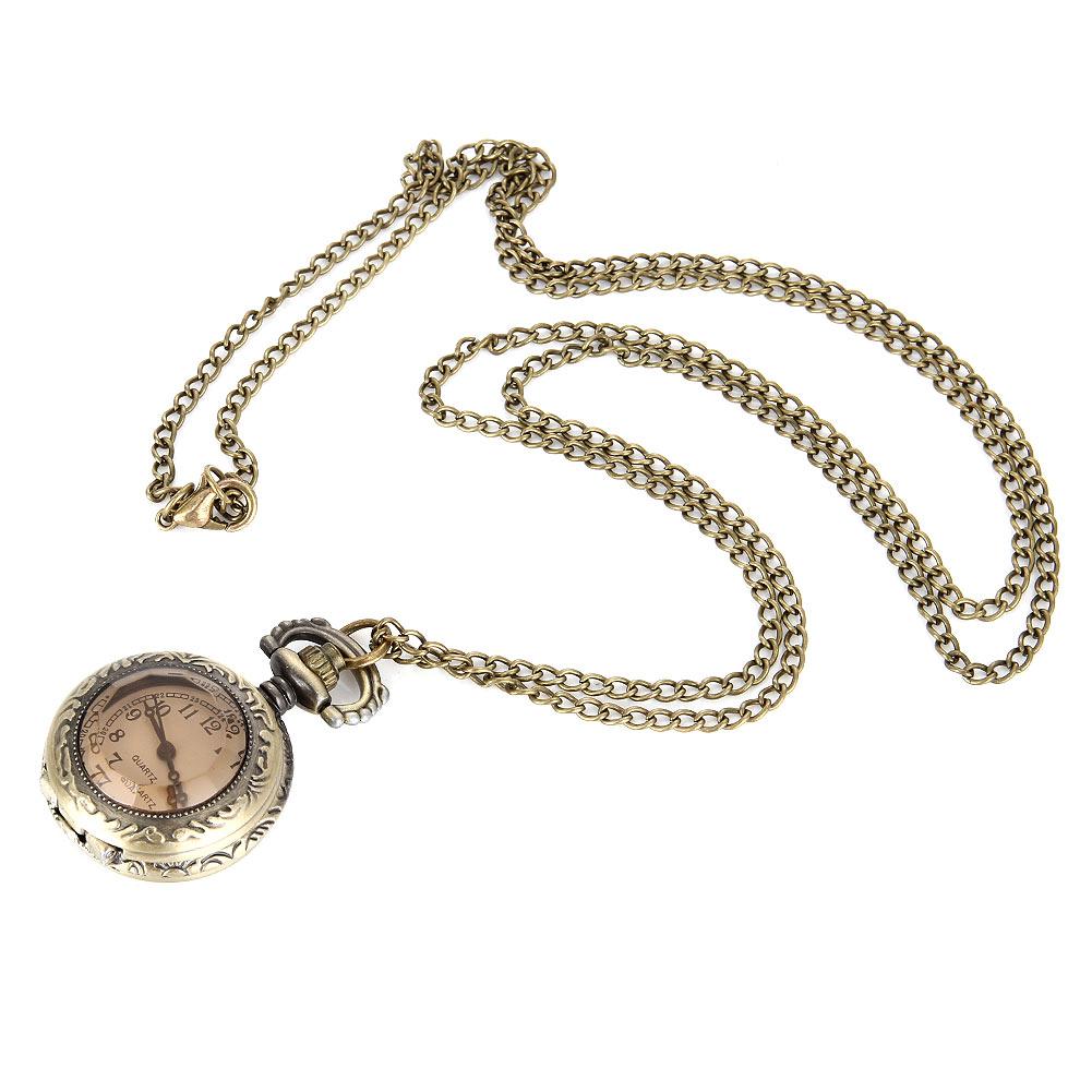 Fashion Vintage Style Pocket Watch Alloy Glass Dome Necklace Pendant Chain Clock Pocket Watch For Men Women Perfect Gift