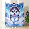 Süße Husky im Winterwunderland Aufdruck Decke weich und gemütlich perfekt für das Wohnzimmer Bett Sofa oder ein Nickerchen,Geschenk