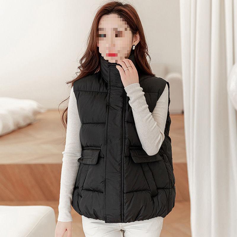2025 Autumn/Winter Women's Korean Style Stand-Up Collar Down Cotton Vest - Short, Loose, Versatile Sleeveless Jacket