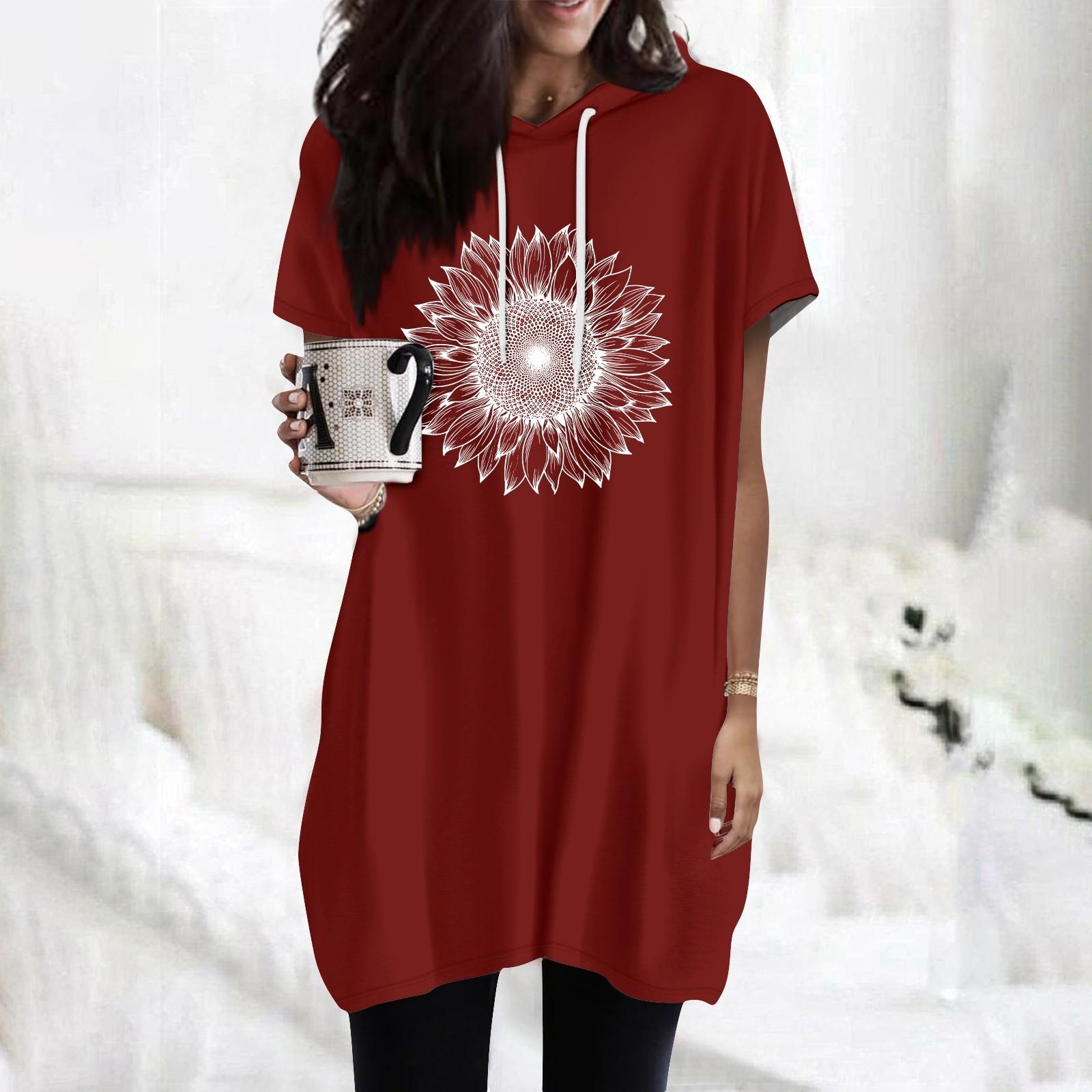 

Женские толстовки, повседневные рубашки с короткими рукавами, модные туники с принтом, топы с карманами XXXL винный