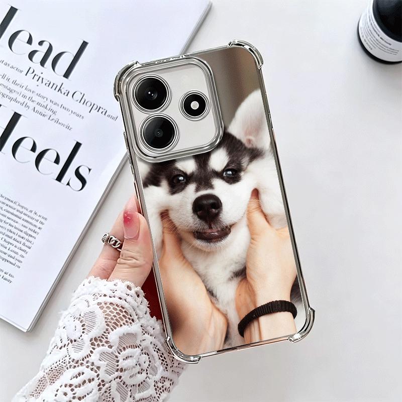 Alaskan Husky Cute Dogs Plating Phone Case For Xiaomi Redmi Note 14 15 Pro Plus 13 12 11 11S 11T 10 9S 9 5G Anti-Fall Airabag Co