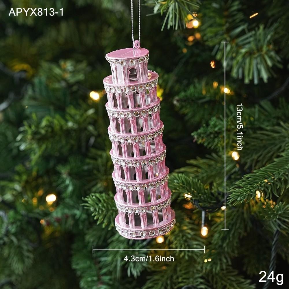 Glitter Accent Plastic Hanging Pendant Plastic Holiday Tree Decoration Christmas Tree Decor