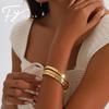 18K Gold-Plated Stainless Steel Diamond-Inlaid Open Cuff Bracelet - Trendy, Luxurious Style for Women