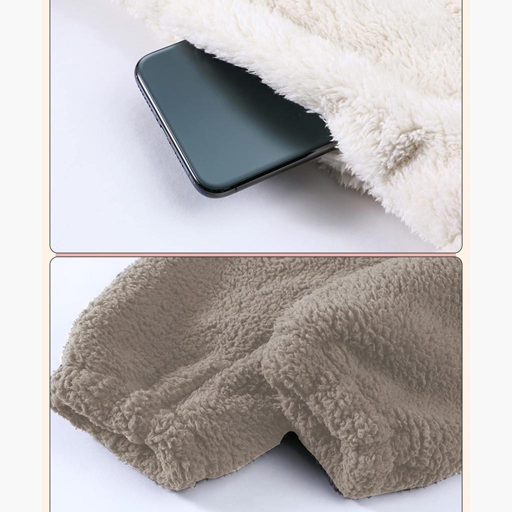 Unifizz Winter Flauschiger Flanell Warm Hausanzug Einfarbig Lang Warm und eine Tragbare Größe XL Beige und Damen Schlafanzug, Set, Farbe, Ärmel, Fleecegefüttert,