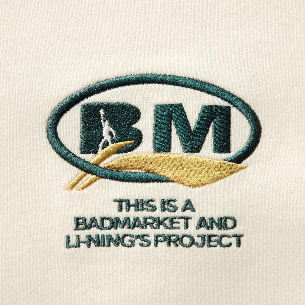 Li Ning X Collaboration Badmarket Série Lifestyle Sportif Sweat à capuche ample polyvalent à la mode avec logo Homme sweats à capuche Blanc cassé AWDVE33-2