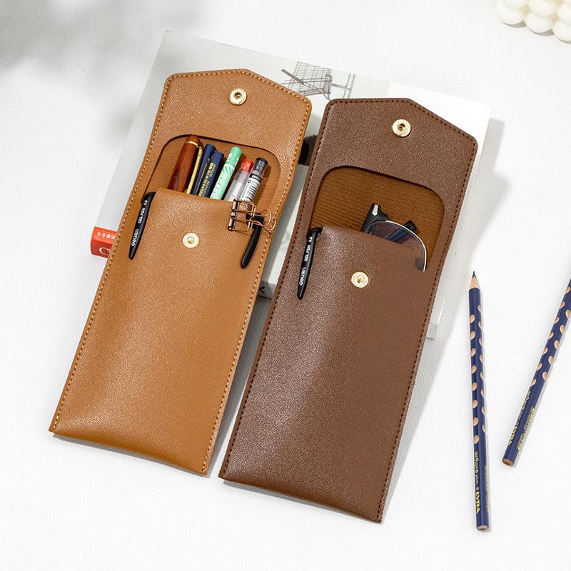 Large Capacity PU Leather Ballpoint Pen & Glasses Storage Bag