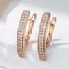 Fashion Full Natural Zircon Long Square English Earrings For Women  Rose Gold Color High Quality Daily Fine Jewelry