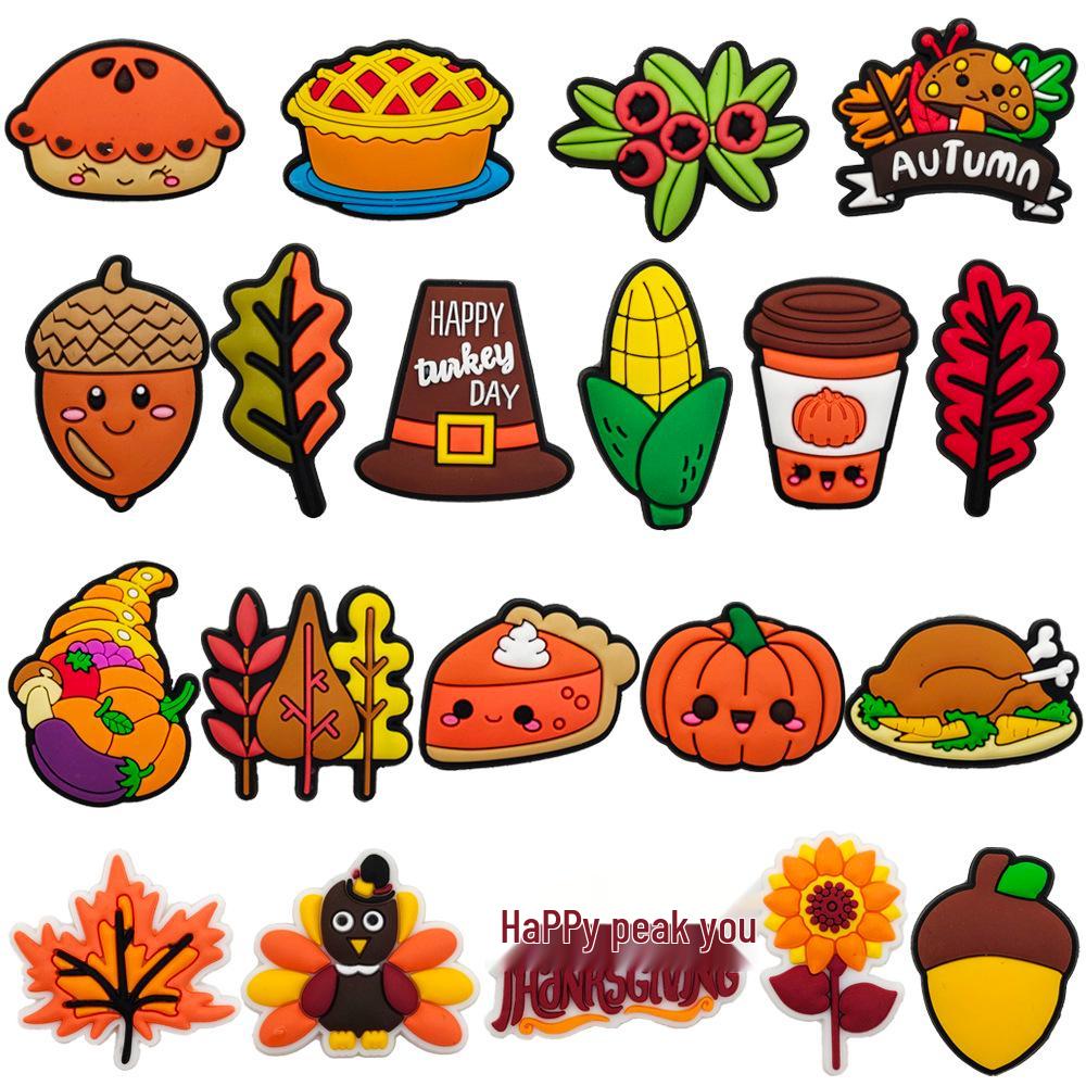 Thanksgiving Clog Shoe Charms - DIY PVC Rubber Decorative Buckles