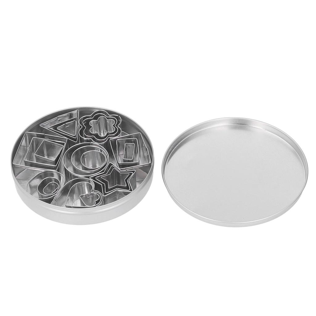 24Pcs Biscuit Mold Set Stainless Steel Mini Cookie Cutter Metal Fondant Cutter Geometric Shape for Cake Snack