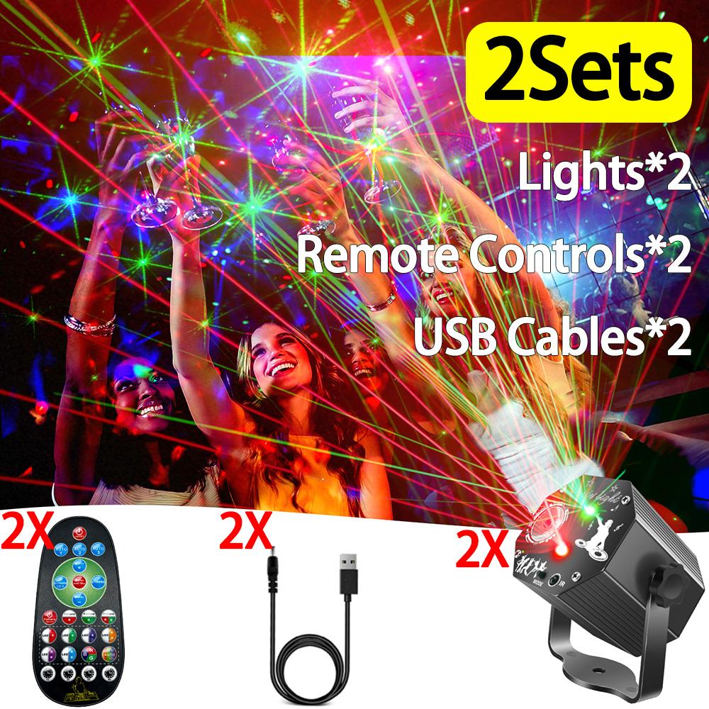 NEW 2IN1 Stage DJ Party Laser Projector Disco Rugby USB Red Green Blue Strobe Lights Club Home Holiday Christmas Lights