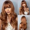 EASIHAIR Long Golden Blonde Ombre Wavy Synthetic Wigs for Women Cute Natural Hair Wigs with Bangs Heat Resistant Wigs Cosplay