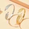 Titanium Steel Leaf Bracelet: Elegant Adjustable C-shaped Wheat Ear Design Accessory.