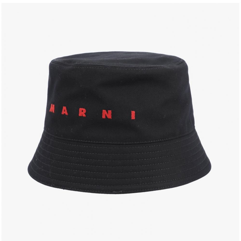 Marni Clzc0110s0 Utc311 00n99 Logo Embroidery Bucket Hat