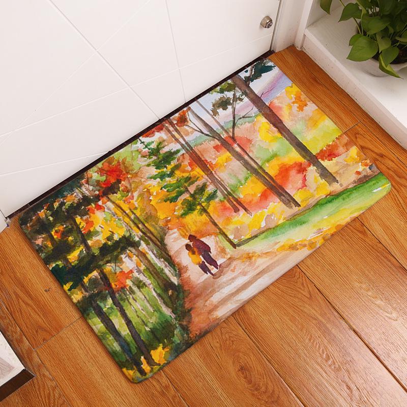 Door Mat Anti-slip Mat Living Room Decorative Carpet Retro Oil Painting Door Mat Welcome Mat Pastoral Style Carpet