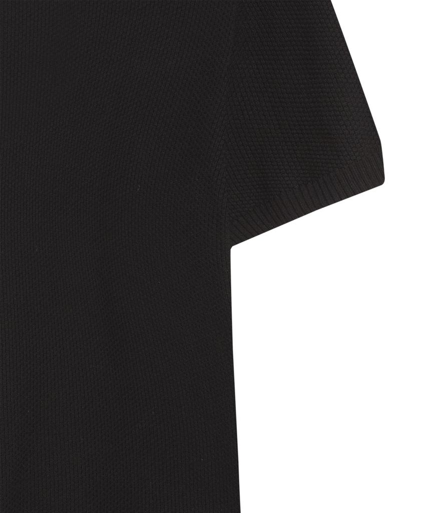 IRONYPORNO WHITELINE 86-Iro355 Basic One-Button Round Short Sleeve Knit Black