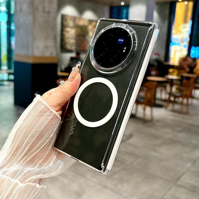 For VIVO X Fold 3 Pro Case Transparent Slim Magnetic wireless charging Protective Back Cover For VIVO X Fold3 3Pro Phone Shell