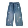 Girl's Embroidered Butterfly Straight-Leg Jeans