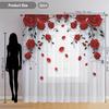 Romantic Red Rose Floral Print Curtain Panel Decorative Waterproof Window Drapes Pair for Living Room Bedroom Home Decor