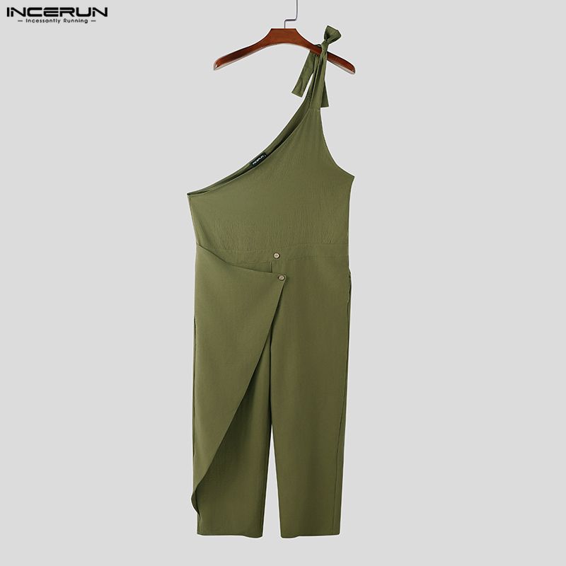 INCERUN Men One Suspender Jumpsuits Long Cargo Overalls Dungarees