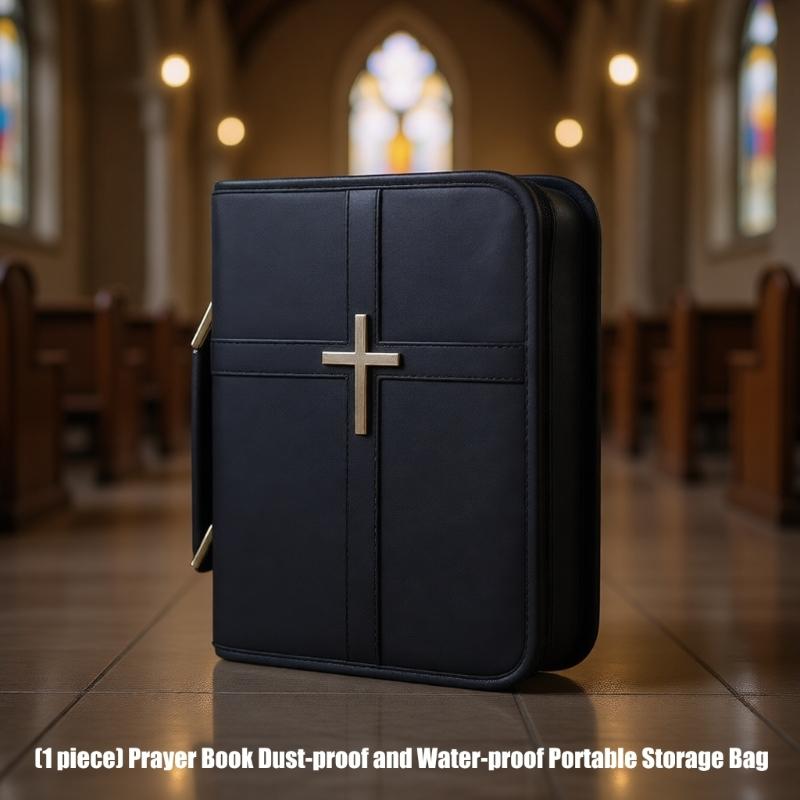 Borsa porta libro di preghiera Custodia per libro in pelle PU con chiusura completa e maniglia per il trasporto per culto, viaggi e uso domestico