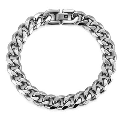 Titanium Steel Men's Cuban Bracelet Thick Bracelet Men's Jewelry Buckle Chain Polished Punk Hand Jewelry