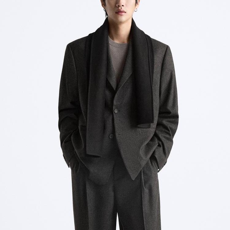Zara Solid Color Single Breasted Loose Long Sleeve Blazer Men blazers Brown 6881289-700
