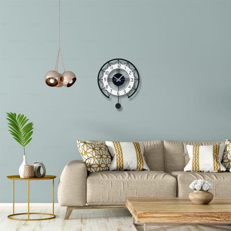 Wall Clock for Home, Office, Living Room, Bedroom, Kids Room & Kitchen | Big Stylish Latest Home Decor | (34 X 40 CM) | Black Color (Battery Included)