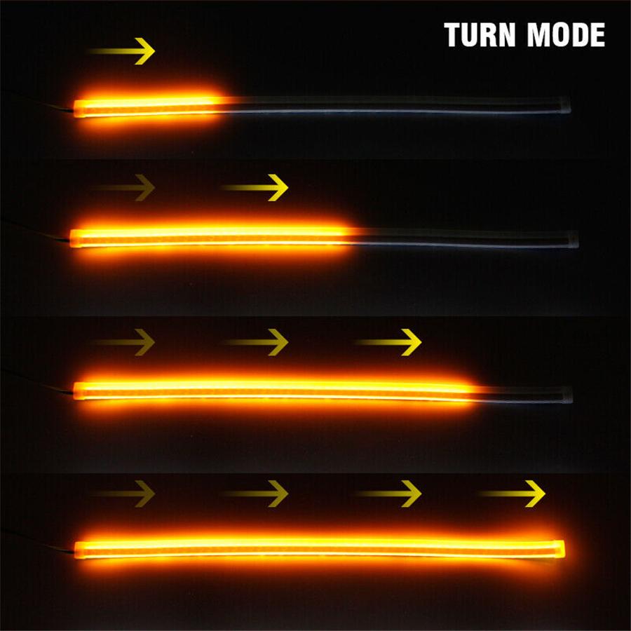 2X RGB APP 45CM Slim Flexible LED DRL Daytime Running Strip Light For Headlight