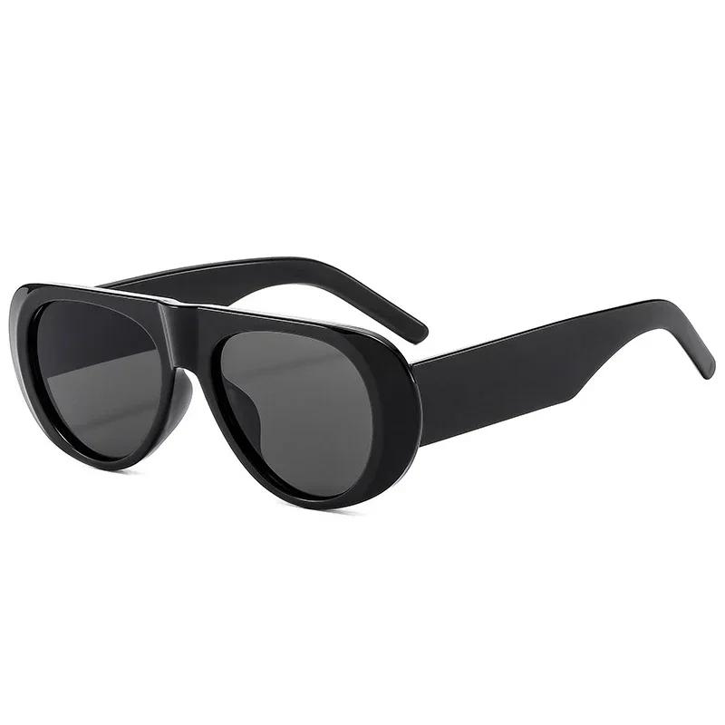  Ins Popular Fashion Pilot Women Sunglasses Retro Tea Blue Shades UV400 Men Trending Wide Legs Sun Glasses