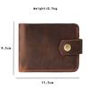 Handmade Crazy Horse Genuine Leather Men Wallet Hasp Snap Closure Minimalist Vintage Bifold Purse Short Cowhide Card Holder