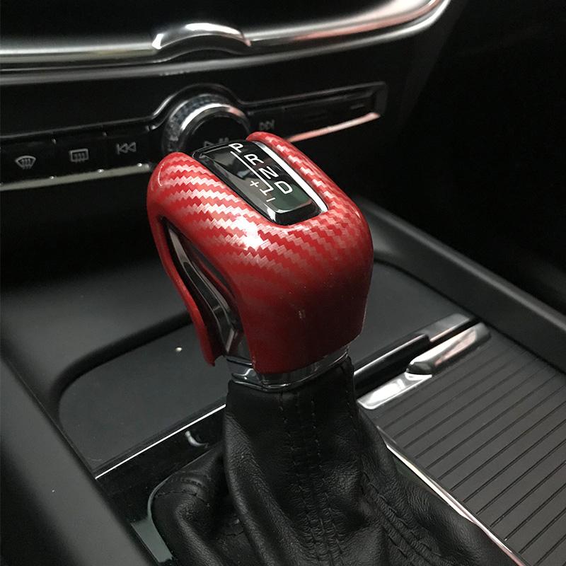 For 18-21 Volvo Xc60 Xc90 S90 V90 S60 V60 Central Control Gear Head Decorative Cover Carbon Fiber Pattern Gear Grip