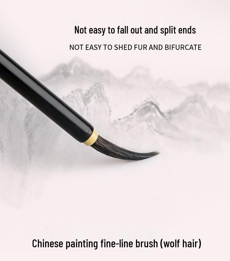 Mali G1233 Chinese Painting Brush Set: 3-Piece Wolf & Purple Hair Brushes for Fine, Leaf Vein, and Edging Brushwork.
