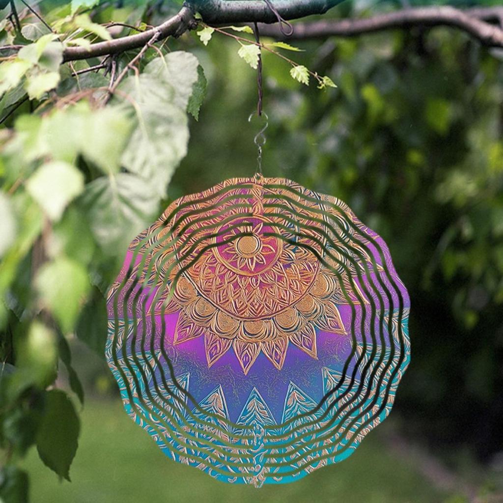 60 Inch Large Metal Wind Spinner Garden Decor with 360 Degree Rotating Hook Elegant Mandala Design No Battery