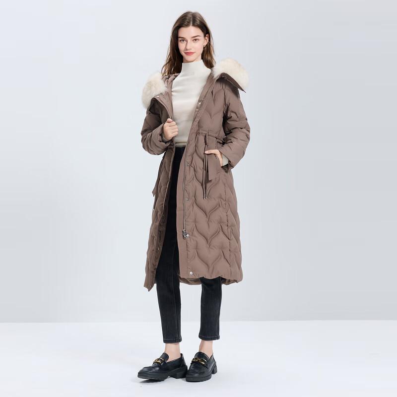 

Sancai Женская зимняя парка 2025 с длинным воротником из искусственного меха, 90% утиный пух L 165/88A