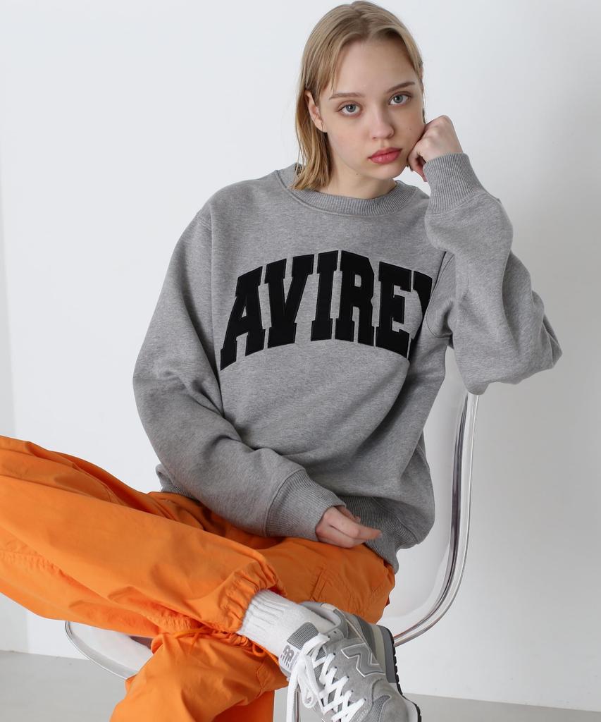 AVIREX CREW NECK L/S SWEAT LOGO 783-3932003 Men's L 382 Oxford