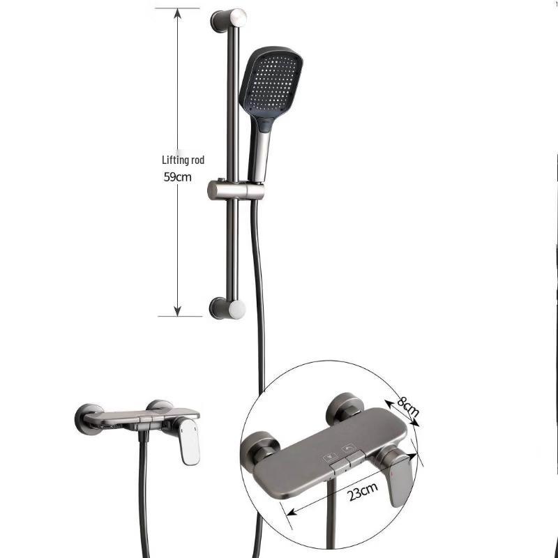 Wall-mounted Copper Round Shower Faucet Set