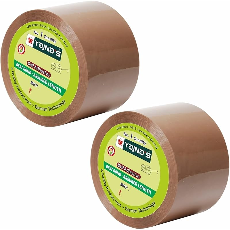 Yajnas 72Mm X 200 Meters, 3 Inch, Pack Of 2, Brown Bopp Self-Adhesive High-Strength Packing Tape Rolls | E-Commerce Pack